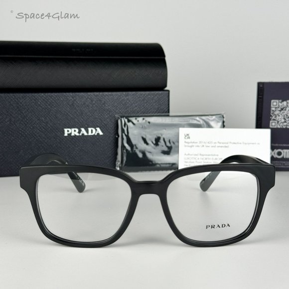 NEW Prada PRA09V 12P1O1 Matte Black Square Unisex Eyeglasses VPR A09